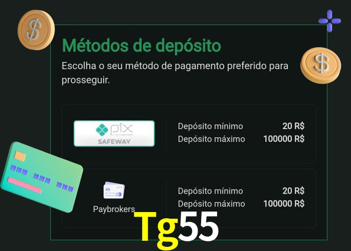 O cassino Tg55 oferece uma grande variedade de métodos de pagamento